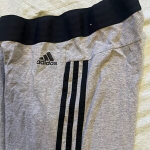 Adidas Kids Gray Joggers with Black Stripes